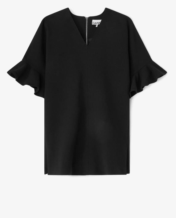 Mini vestido Ganni con volante negro